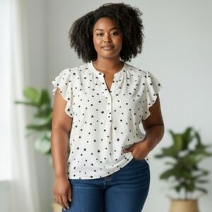 Perch Blu Pepper White with Black Stars Patterned Top